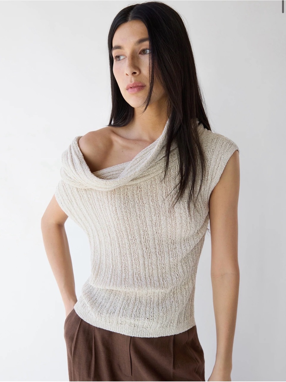 Oak +Fort Slouchy Off Shoulder Sweater